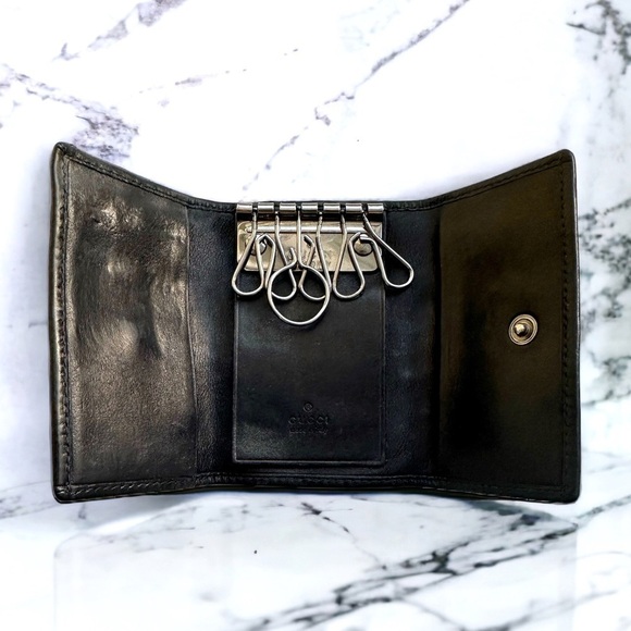 Gucci Authentic Black Key Card Holder Unisex With Box And Card - Picture 3 of 5